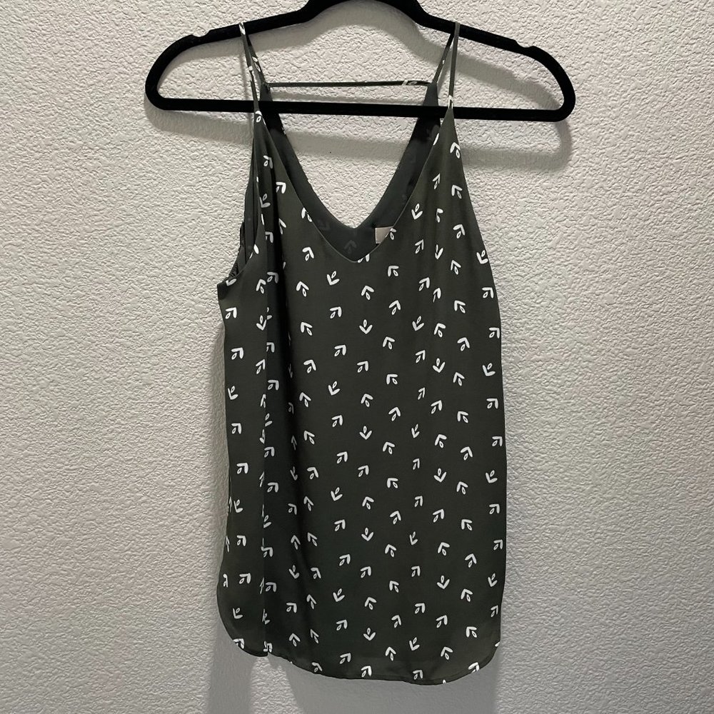 Loft Green V Neck Back Spaghetti Tank Medium